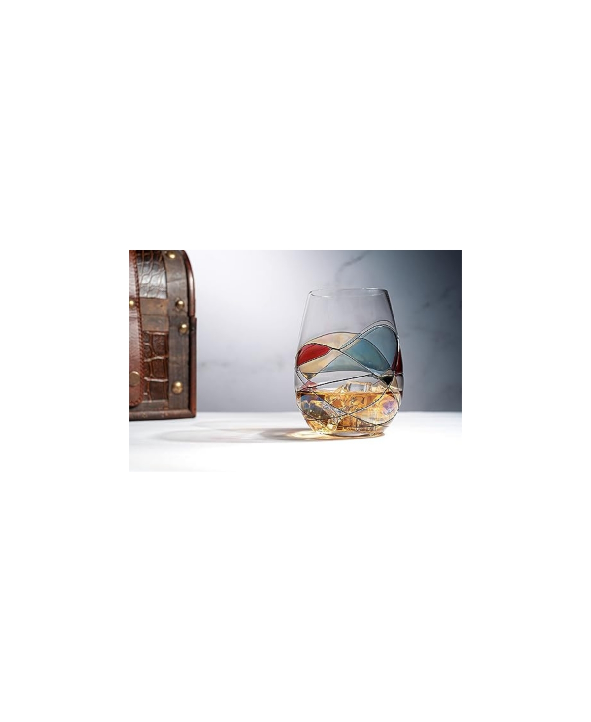 The Wine Savant Artisanal Hand Painted Stemless Wine Glasses, Set Of 2 In Multicolor