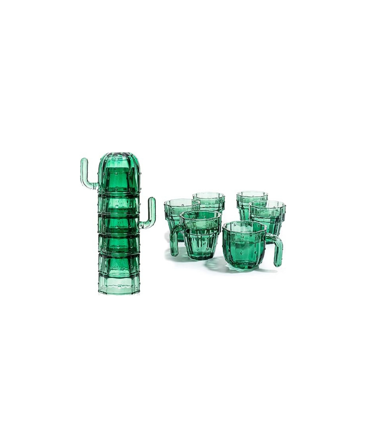 The Wine Savant Cactus Stackable Drinking Glasses, Set Of 6 In Green