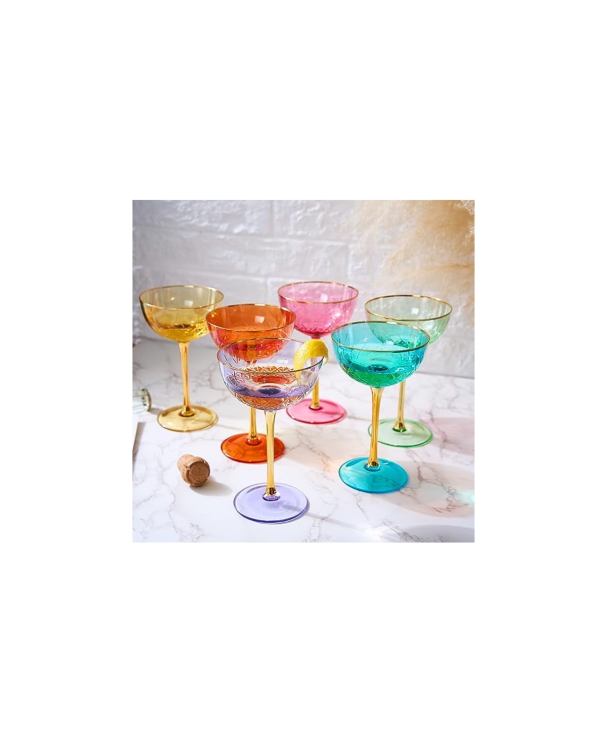 Shop The Wine Savant Martini And Champagne Vintage Art Deco Coupe Glasses,, Set Of 6 In Multicolor