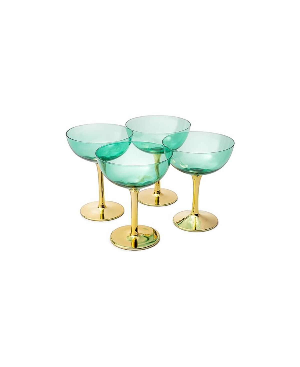 Shop The Wine Savant Art Deco Coupe Glasses, Set Of 4 In Teal