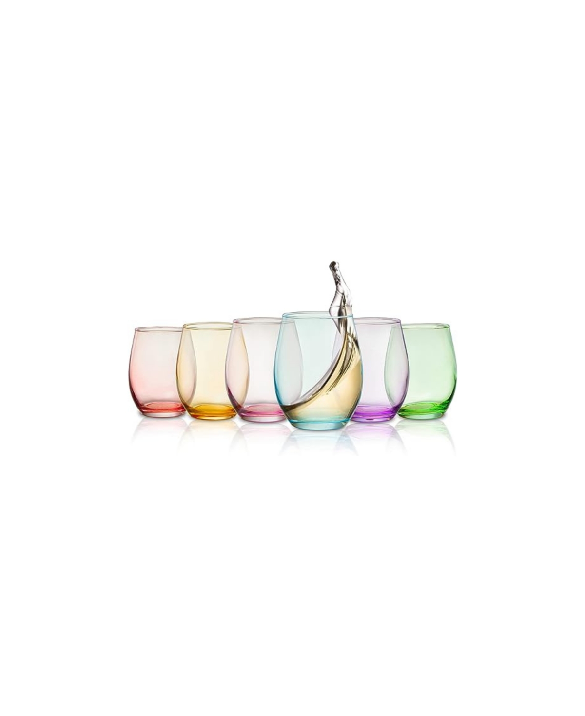 The Wine Savant Glass Colored Stemless Wine Glass, Set Of 6 In Multicolor