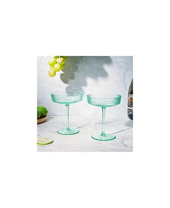 The Wine Savant Ribbed Coupe Cocktail Glasses 8 oz, Set of 2