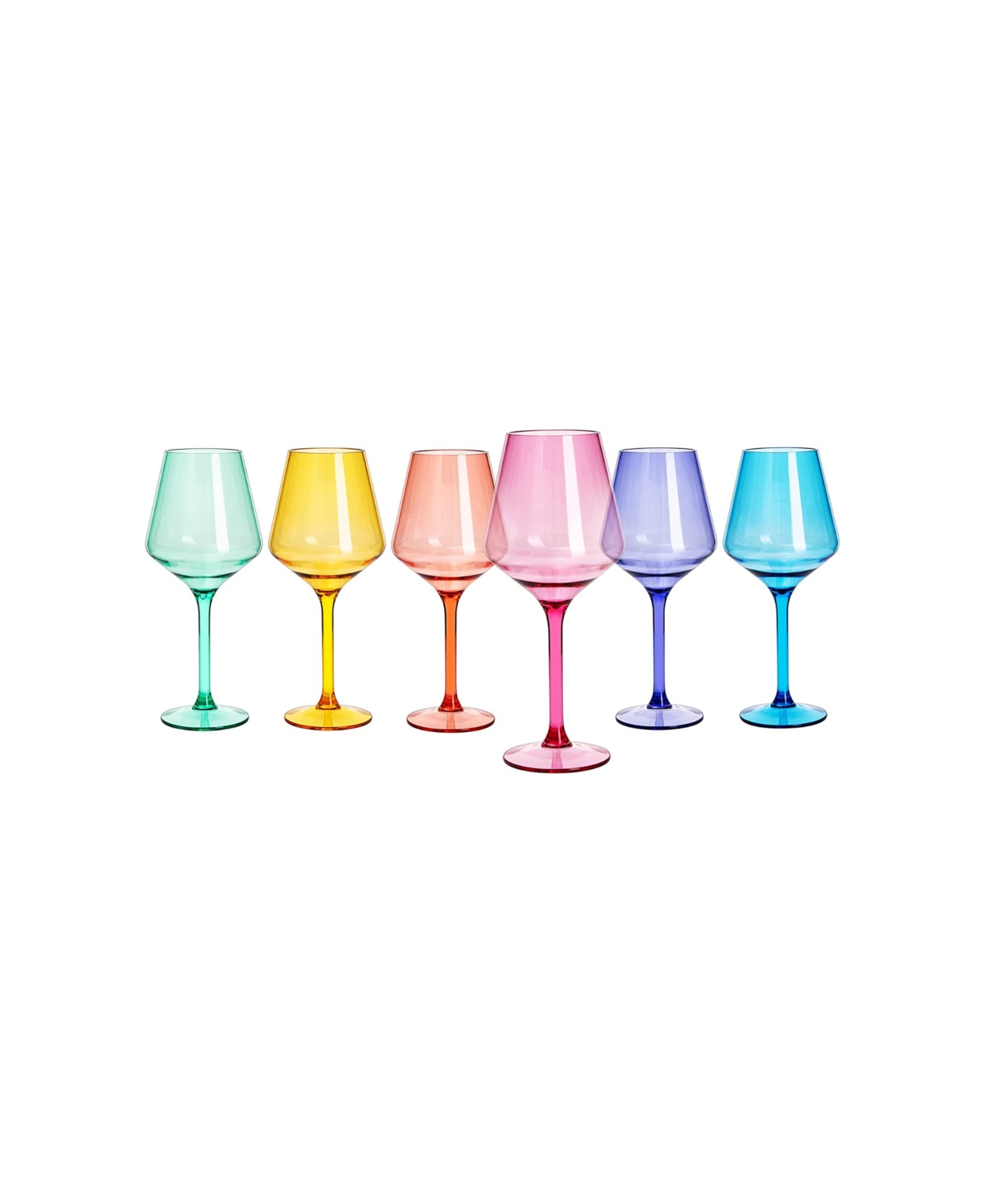 Shop The Wine Savant Acrylic Colored European Style Crystal, Stemmed Wine Glasses, Acrylic Glasses, Set Of 6 In Multicolor