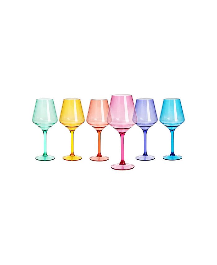 The Wine Savant Glass Colored European Style Crystal, Stemmed Wine