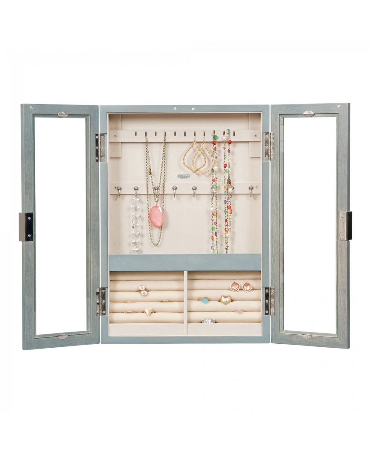 Mele & Co Leia Hanging Jewelry Cabinet In Finish In Oceanside Gray