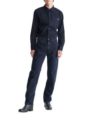 Calvin Klein Men's Blue Black Stone Denim Shirt