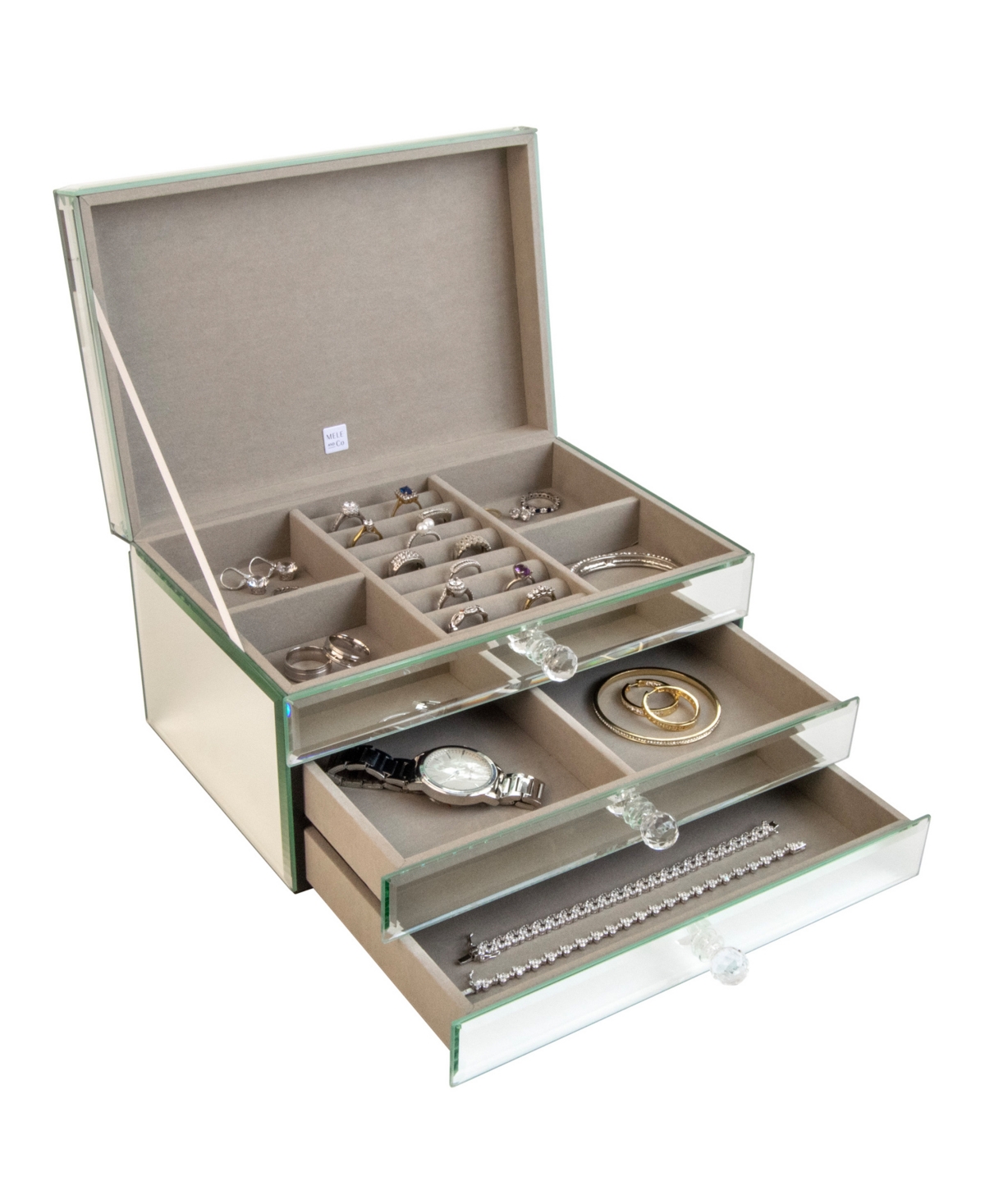 Mele & Co Maxine Mirror Glass Jewelry Box In Mirrored