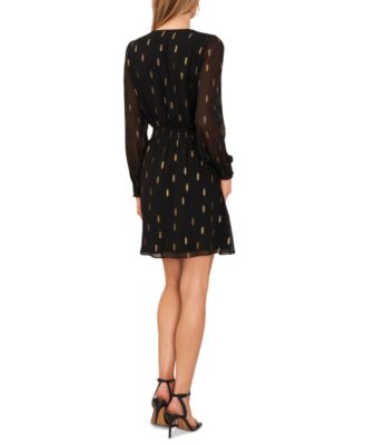 Petite Metallic Print Fit & Flare Dress