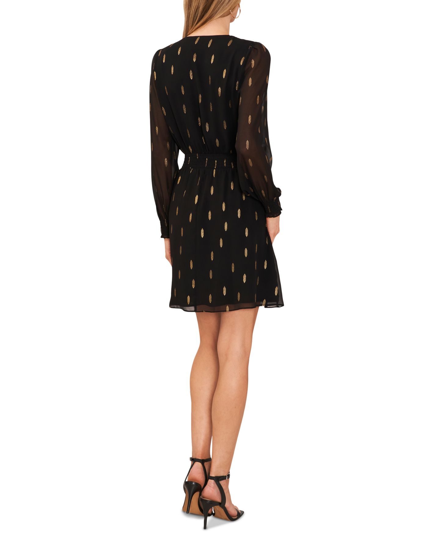 Женское платье MSK Petite Metallic Print Fit & Flare, цвет: Чёрный / Золотой — фото 2