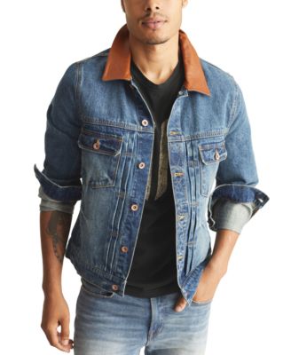 Frye - Men's Denim Trucker Jacket with Leather Collar
