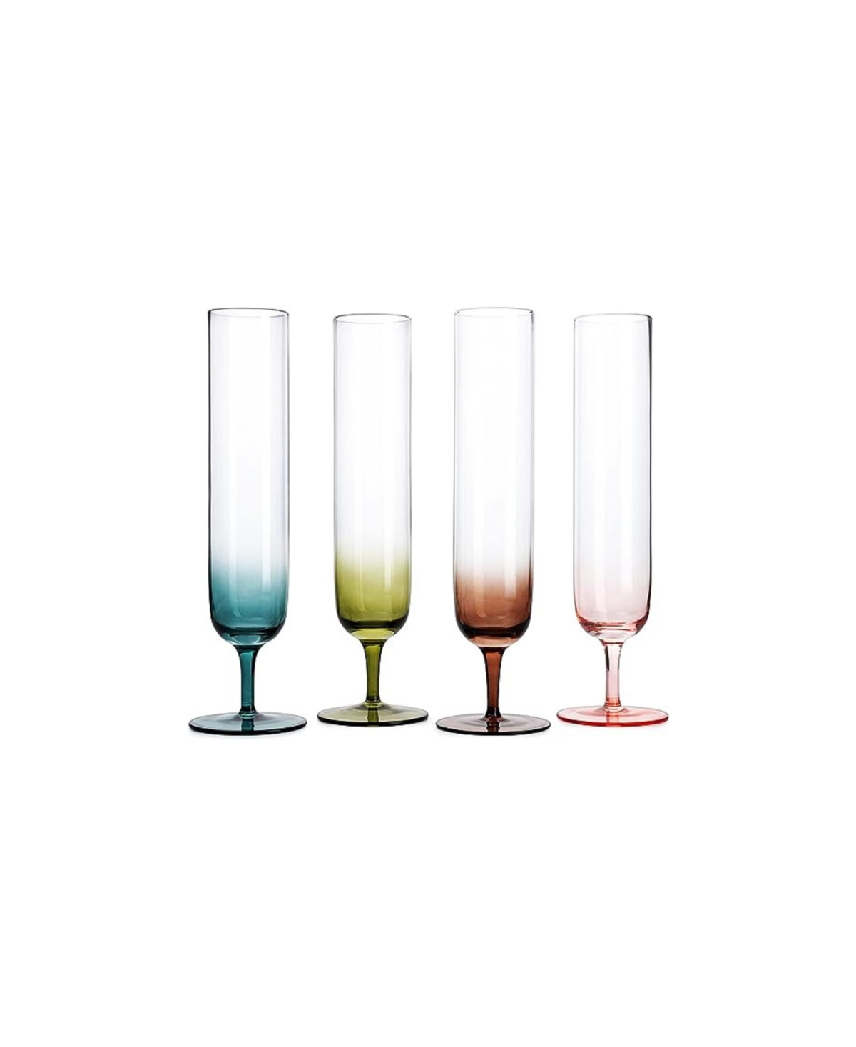 The Wine Savant Multicolored Beautiful Champagne Flutes, Set Of 4