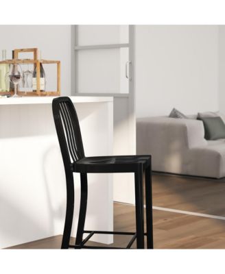 Santorini Galvanized Steel Indoor/Outdoor Counter Bar Stool With Slatted Back And Powder Coated Finish