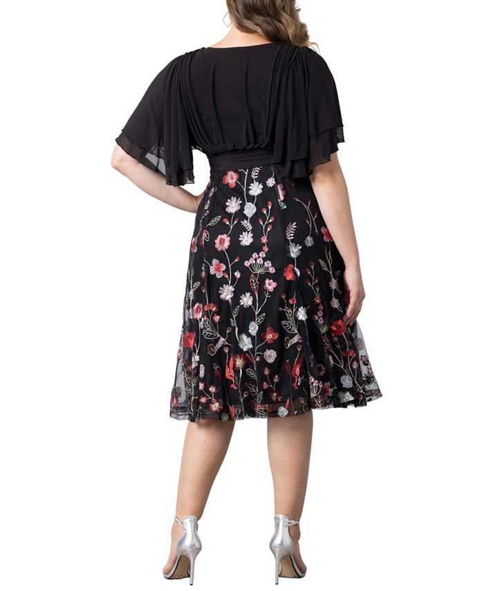 Kiyonna Plus Size Lillian Embroidered Mesh Midi Cocktail Dress Macy's