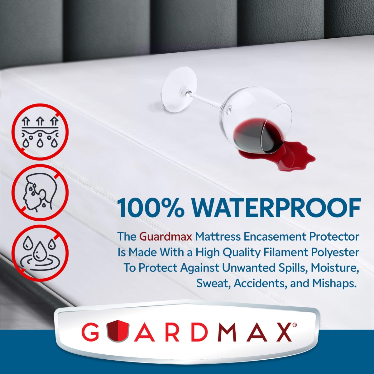 Guardmax Waterproof Zippered Mattress Encasement - Size (14-16 Deep) -- White