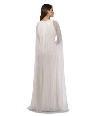 Women's Eve Beaded Cape Sleeve Wedding Dress