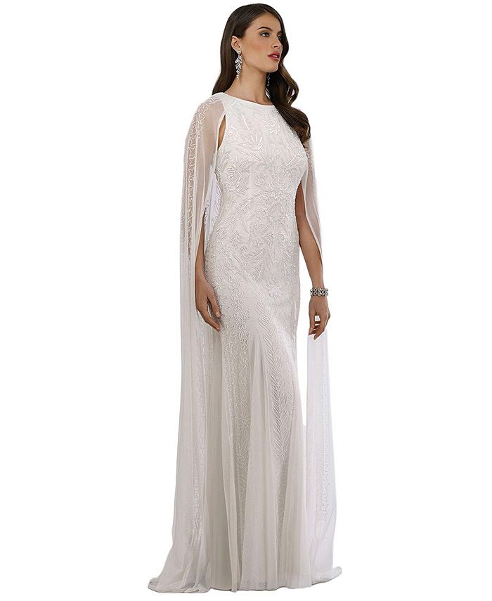 Lara Women s Eve Beaded Cape Sleeve Wedding Dress Macy s