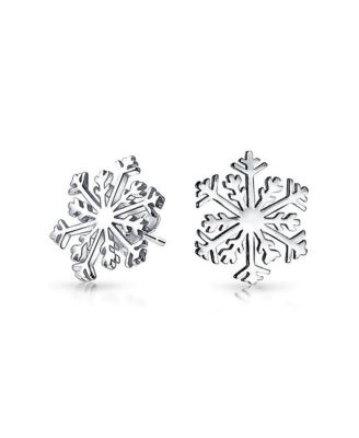 Holiday Party Season Christmas Frozen Winter Snowflake Stud Earrings For Sterling Silver