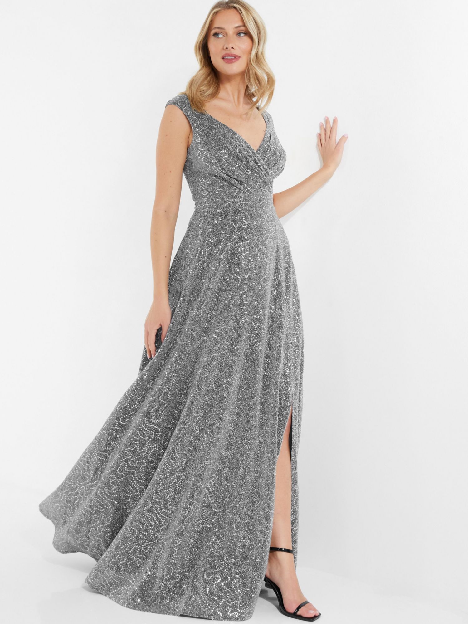 Women's Sequin V-Neck Evening Dress