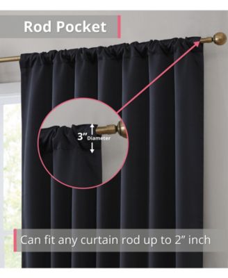 Hamilton 100% Complete Blackout Lined with Heavy Double Layer Thermal Insulated Energy Smart Rod Pocket Back Tab Window Curtains, Set of 2