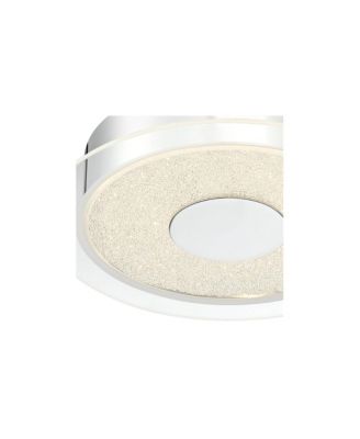 Modern Ceiling Light Flush Mount Fixture 11" Wide Chrome LED Round Crystal Sand Clear Acrylic Ring for Bedroom Kitchen Living Room