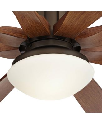 60" Industrial Outdoor Ceiling Fan with LED Light Remote Control Bronze Koa Opal Glass Damp Rated Patio Gazebo