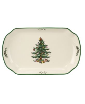 Christmas Tree Rectangular Scalloped Tray