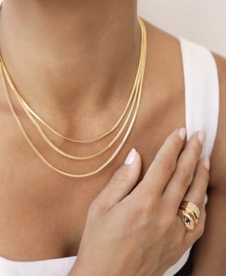 Triple Flex Snake Chain Layered 18K Gold Plated Necklace