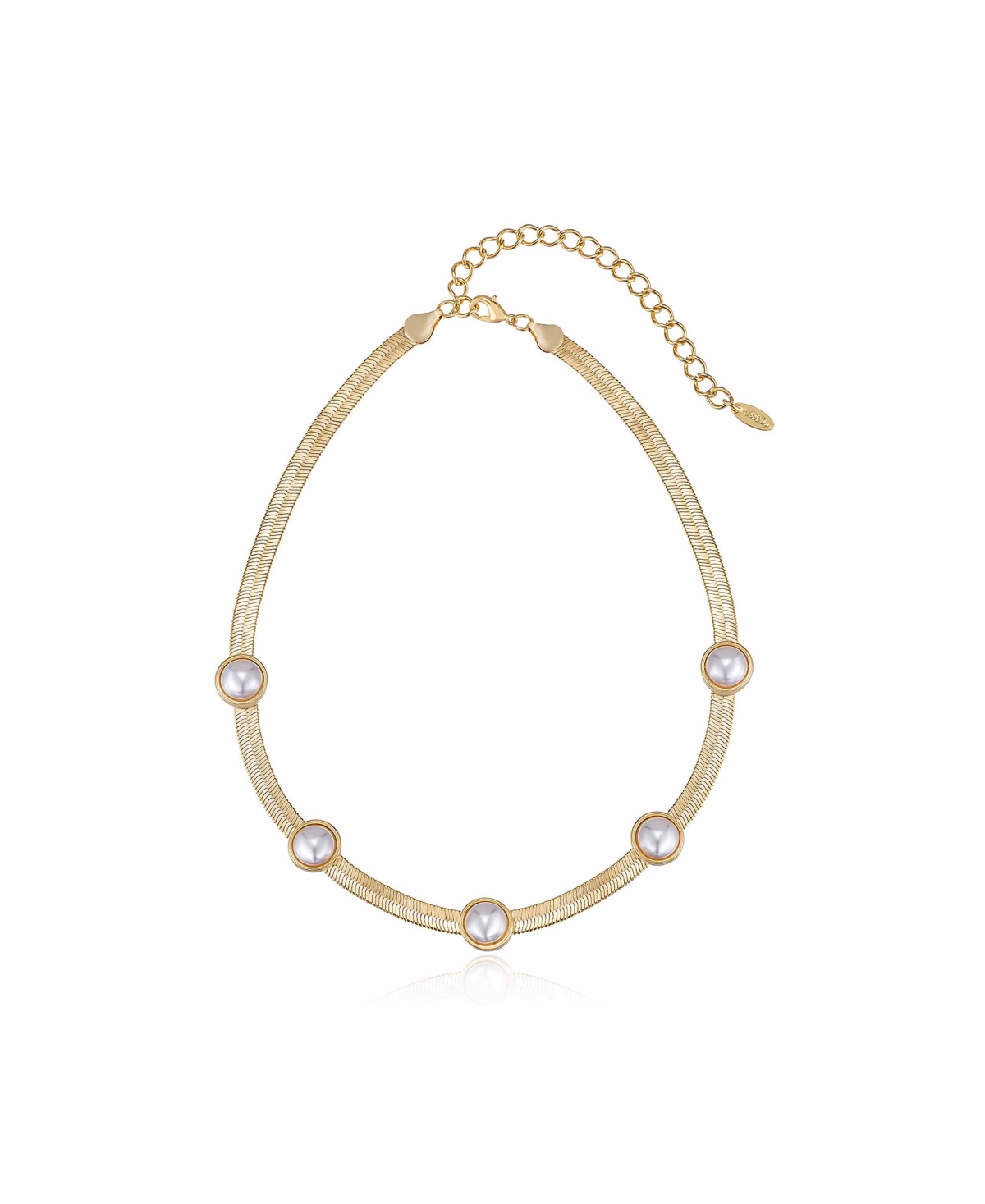 Ettika Imitation Pearl Dotted 18k Gold Plated Snake Chain In Ivory/gold