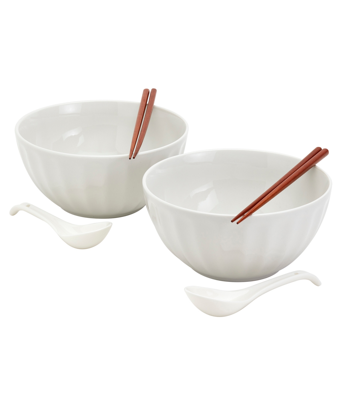 Infuse Asian Ceramic 8 Piece Ramen Bowl Set In White