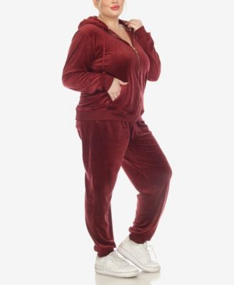 Plus Size Velour Tracksuit Loungewear 2-Piece Set