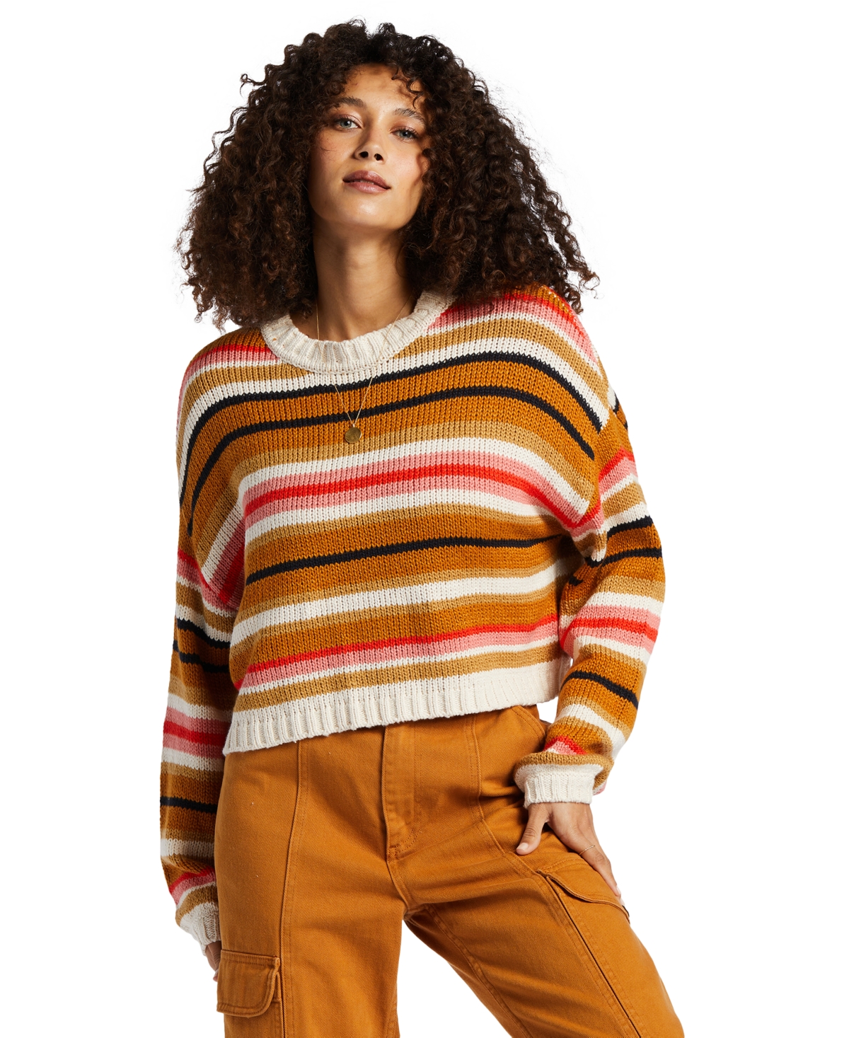 Juniors' So Bold Striped Crewneck Sweater - Multi
