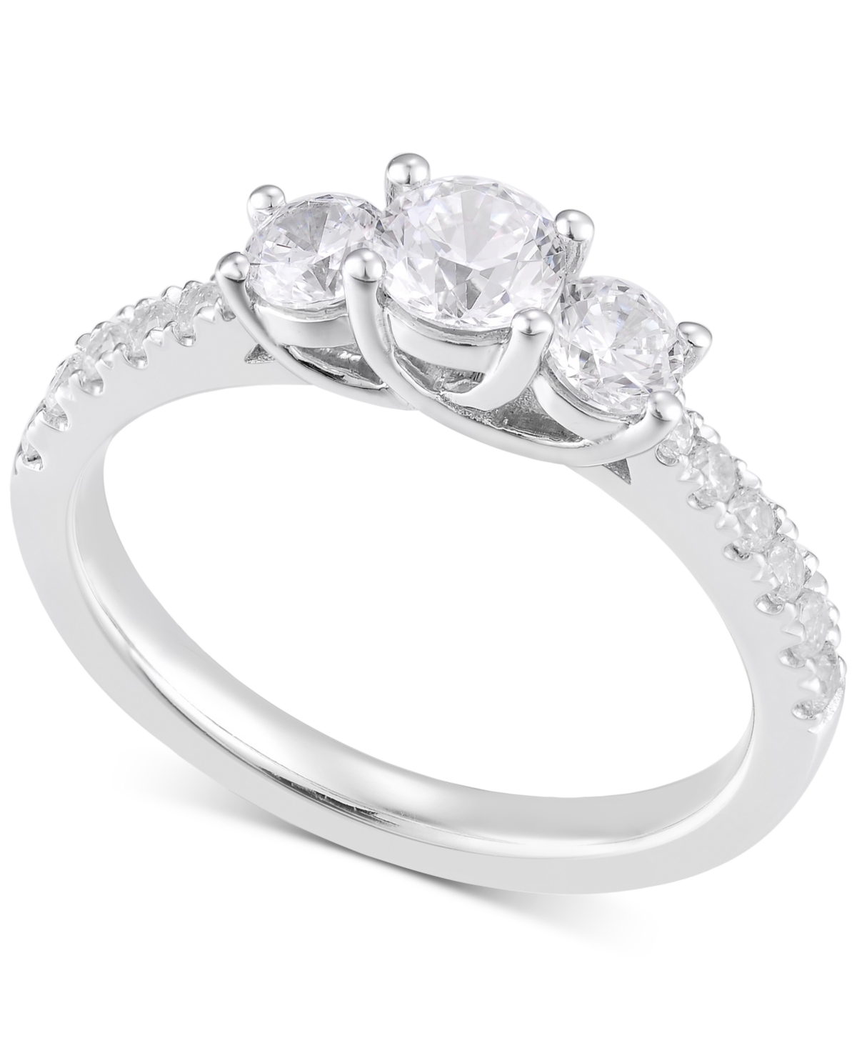 Macy's Diamond Three Stone Engagement Ring (1/2 Ct. T.w.) In 14k White Gold