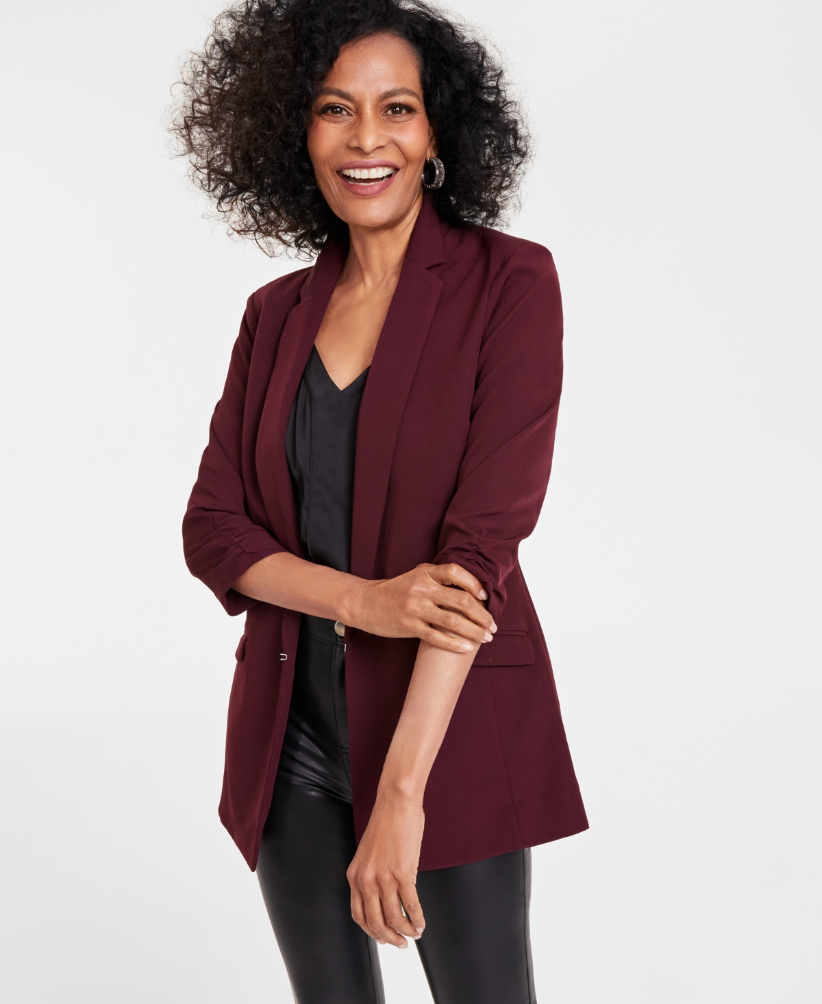 I.n.c. International Concepts Women s Menswear Blazer Created for Macy s Red Zenith Smart Closet