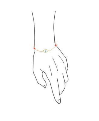 Protection Good Luck Amulet Turkish Spiritual Evil Eye Bracelet Yellow Gold Plated Sterling Silver Adjustable 7 Inch