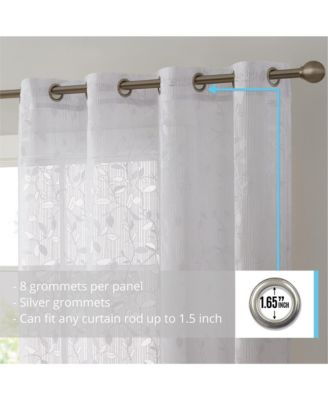 Joyce Floral Decorative Semi Sheer Light Filtering Grommet Window Treatment Curtain Drapery Panels for Bedroom & Living Room - Set of 2 Panels