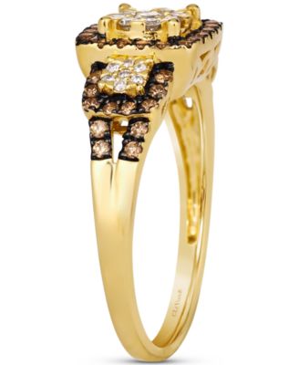Chocolatier&reg; Chocolate Diamond & Vanilla Diamond Square Framed Cluster Ring (1/2 ct. t.w.) in 14k Gold