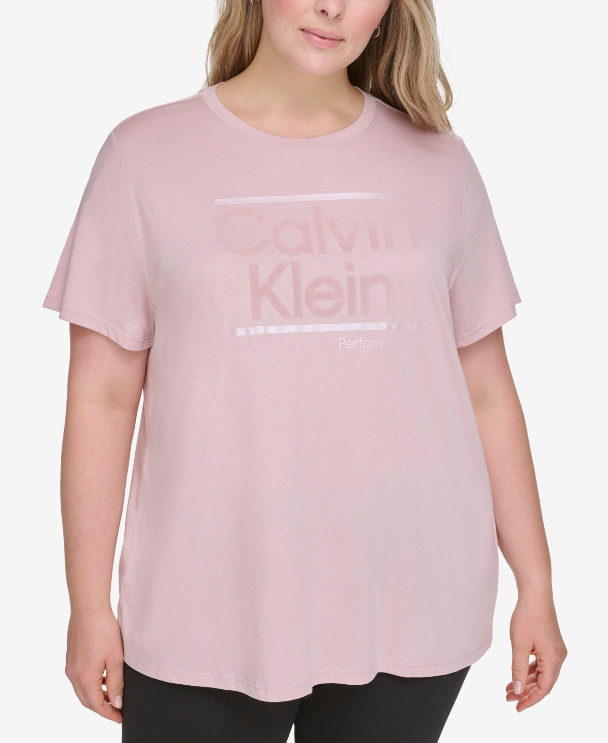 Calvin Klein Performance Plus Size Short-sleeve Logo Tee In Enchant