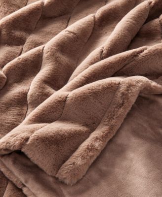 Channeled Faux Fur Throw, 50" x 60", Exclusively at Macy’s