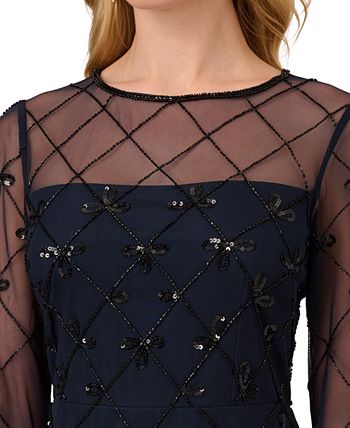 Papell Studio Women's Embellished Sweetheart Neckline Sheath Dress Blue Size 8