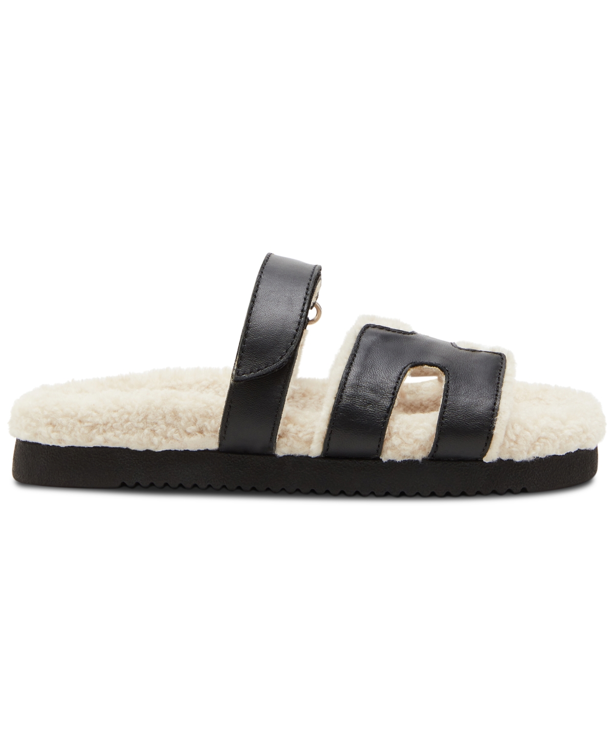Steve Madden Women's Mayvn-f Strappy Footbed Slide Sandals -Cream Shearling