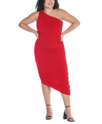 Plus Size One Shoulder Ruched Bodycon Dress