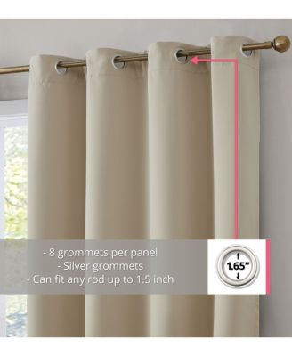 Dakota 100% Complete Blackout Lined Drapery with Double Layer Thermal Insulated Energy Efficient Window Curtain Grommet Panels, Set of 2