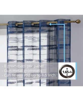 Broadway Stripe Decorative Semi Sheer Light Filtering Grommet Window Treatment Curtain Panels, Set of 2