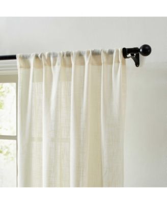 Linda Faux Linen Textured Semi Sheer Privacy Light Filtering Transparent Window Rod Pocket Thick Curtains Drapery Panels, Set of 2