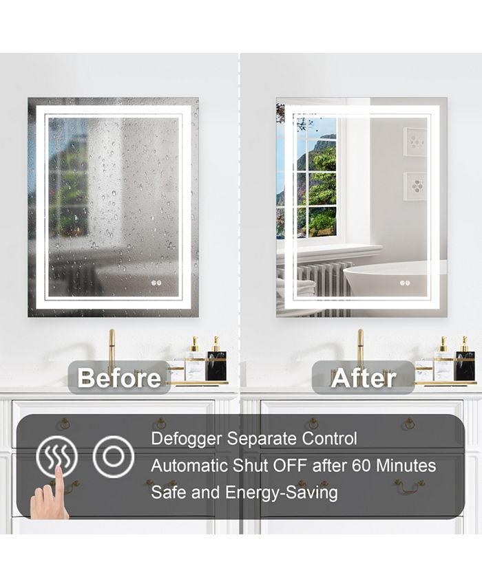 Simplie Fun 28x36 Inch LED Lighted Bathroom Mirror with 3 Colors Light