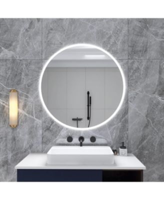 Simplie Fun 32 In. Round Wall Mounted Dimmable LED Bathroom Vanity Mirror With Defogger Macy s
