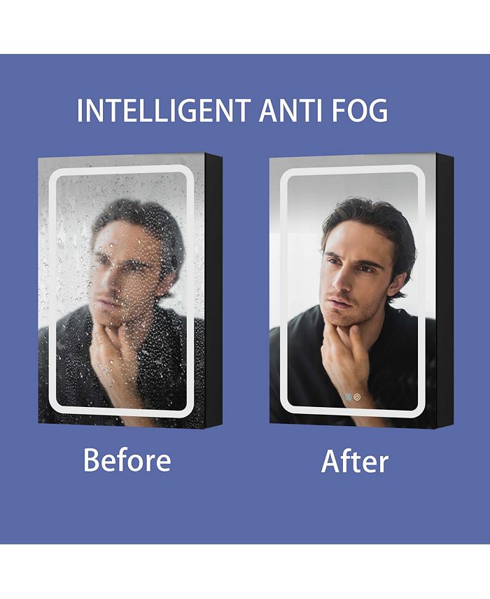 Simplie Fun 40x30 Inch LED Bathroom Medicine Surface Mount Double Door Lighted Medicine