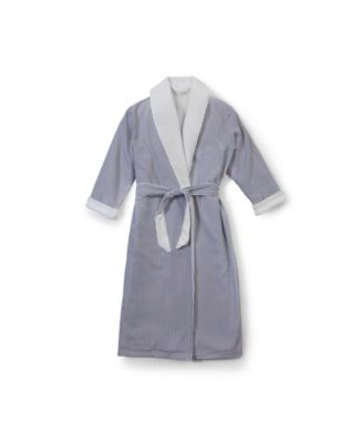 Shop Cassadecor Stria Stripe Bath Robe In White,gray