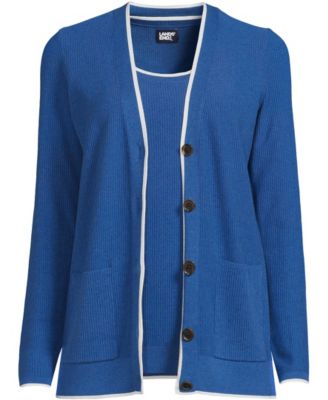 Women's Fine Gauge Cotton Cardigan and Tank Sweater Set