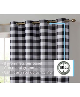 Hilltop Buffalo Check Textured Light Filtering Grommet Lightweight Window Curtains Drapery for Bedroom, Dining Room & Living Room, 2 Panels
